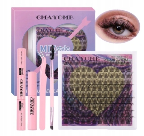 RZĘSY BONDINGOWE ZESTAW STARTOWY RZĘSY DIY 120 KĘPEK D CURL CLUSTER LASHES