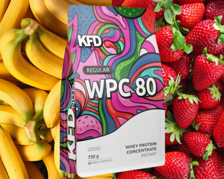KFD REGULAR WPC 80 BIAŁKO KONCENTRAT BIAŁKA 750g SMAK BANAN-TRUSKAWKA