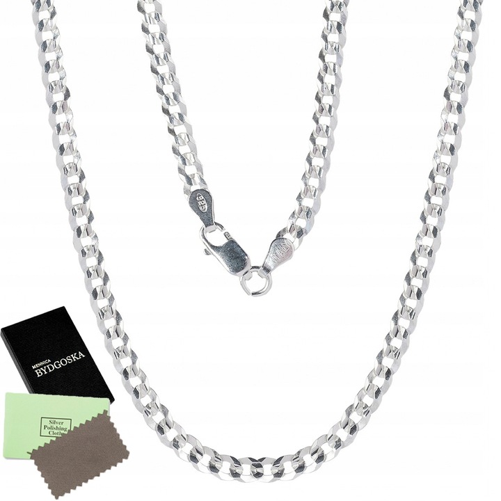 NASZYJNIK ŁAŃCUSZEK SREBRNY 925 DIAMENTOWANY MĘSKI SREBRO ORYGINALNY