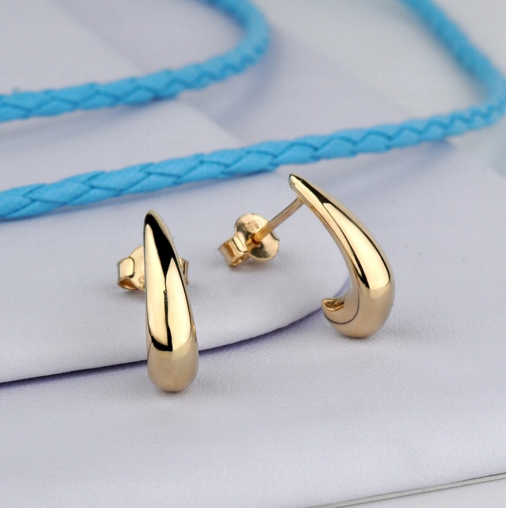 Złote kolczyki łezki krople sztyft 585 eleganckie klasyczne prezent
