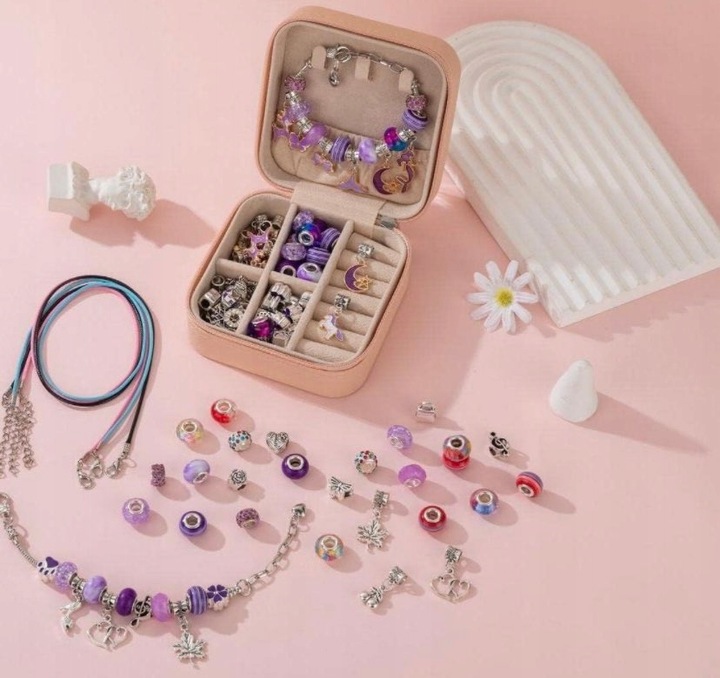 ZESTAW DO ROBIENIA NASZYJNIKÓW BRANSOLETEK KREATYWNY PREZENT DLA DZIECI