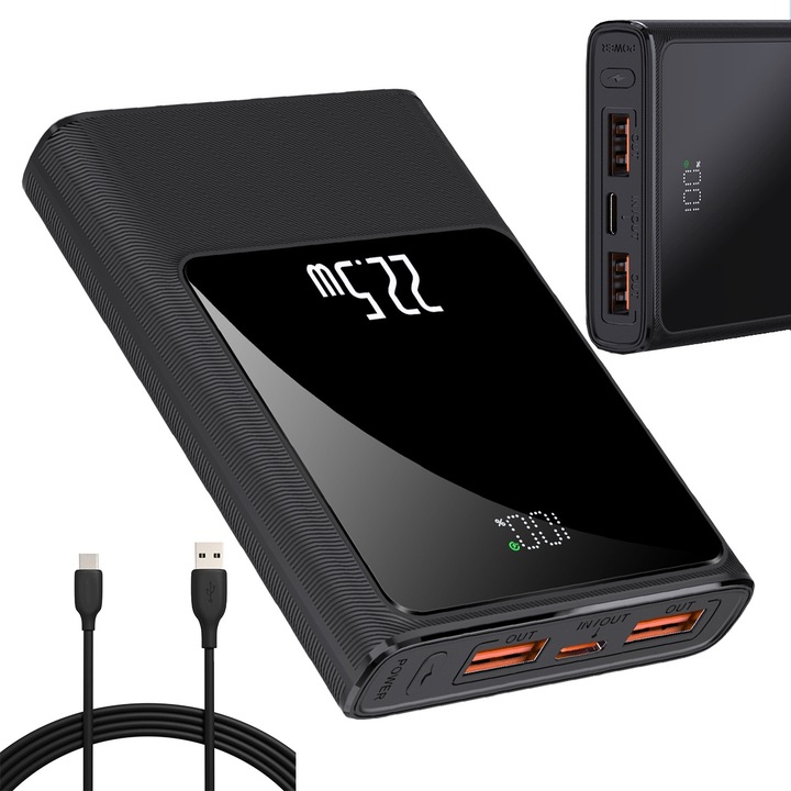 POWERBANK 10000MAH MOCNA SZYBKA ŁADOWARKA 22,5W 2XUSB A/USB-C WYŚWIETLACZ L