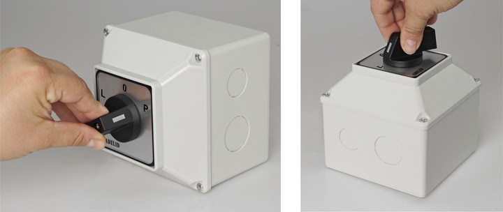 ŁĄCZNIK KRZYWKOWY L-0-P 40A 3P LEWO PRAWO W OBUDOWIE 110x110 3F IP65