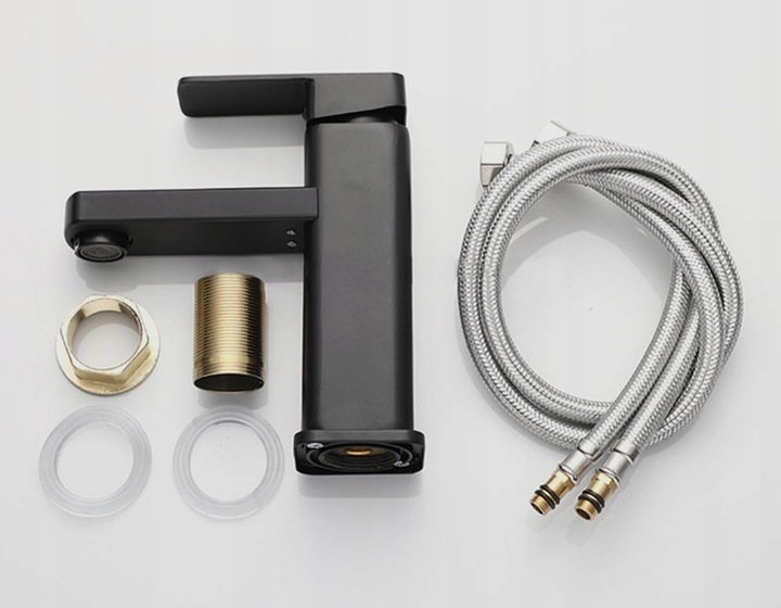 CZARNA BATERIA UMYWALKOWA STOJĄCA ŁAZIENKOWA CUBIC LOFT KRAN DO UMYWALKI