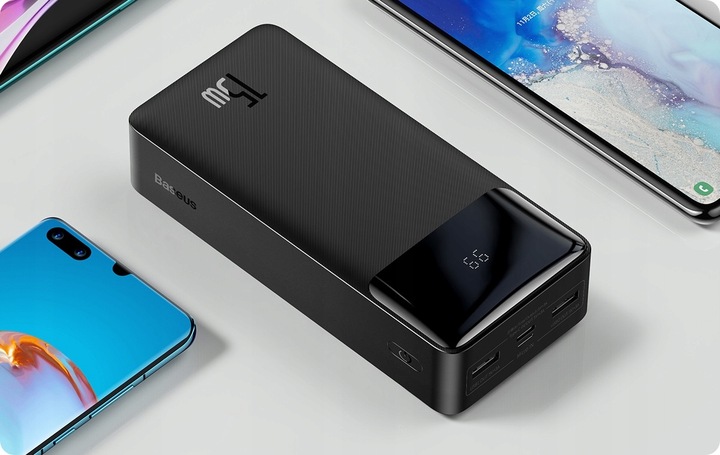 POJEMNY POWERBANK BASEUS 30000MAH PD 15W KABEL 3w1 DO LIGHTNING USB-C MICRO