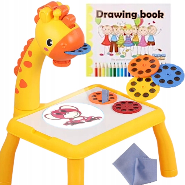 TABLICA Z PROJEKTOREM DO RYSOWANIA STOLIK Z ŻYRAFĄ PROJEKTOR RZUTNIK SLAJDY