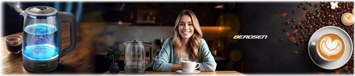 CZAJNIK ELEKTRYCZNY SZKLANY REGULACJA TEMPERATURY 2200W BERDSEN 1,7L