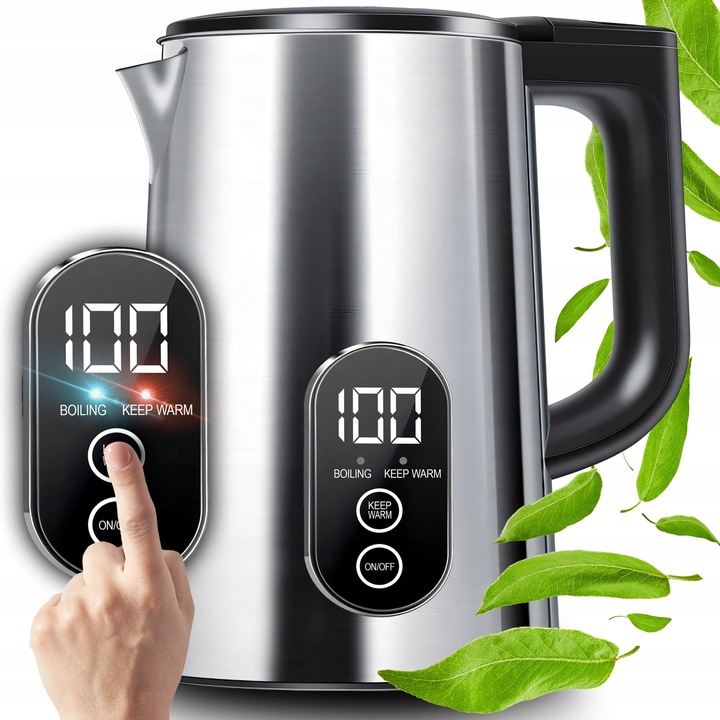 CZAJNIK ELEKTRYCZNY BEZPRZEWODOWY DOTYKOWY 1800W REGULACJA TEMPERATURY 1,8L