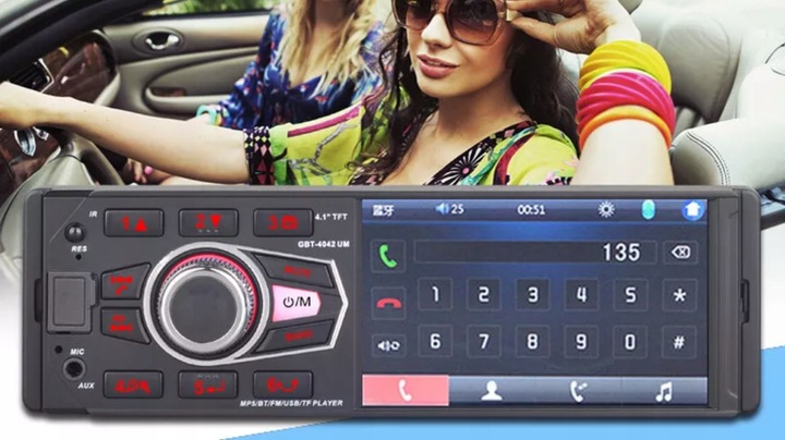 Radio Samochodowe 1DIN 4,1''USB BLUETOOTH AUX SD Kamera Cofania Pilot