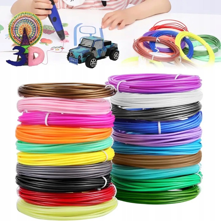 Filamenty Niskotemperaturowe Wkłady PCL do Długopisu 3D 20szt. 100m 20 x 5m