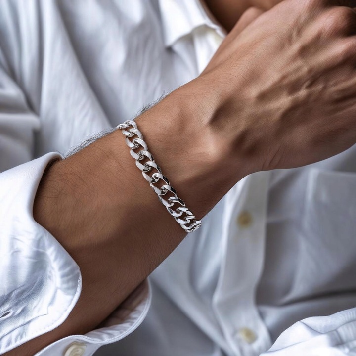 Bransoletka Srebrna Męska Pancerka SREBRO 925 Diamentowana 6mm Prezent