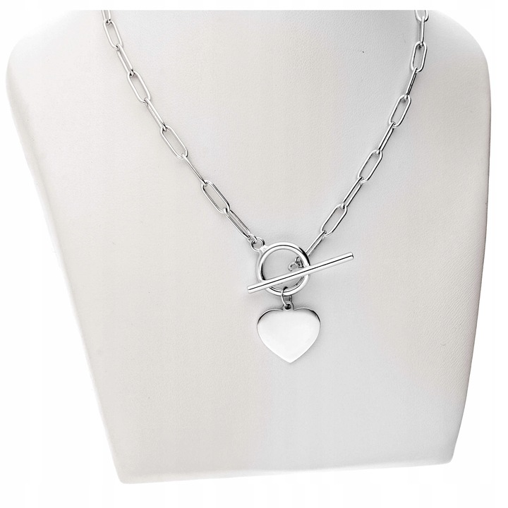Srebrny Naszyjnik 925 Łańcuch Serce Kółko Grawer