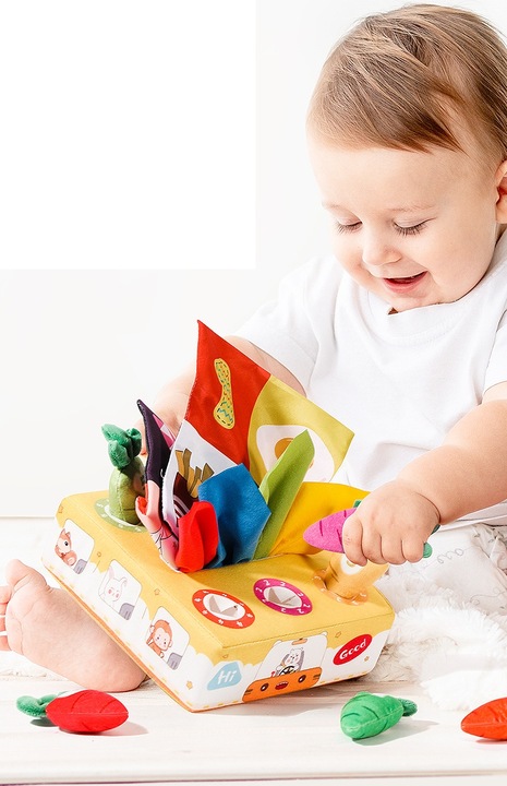 SORTER PUDEŁKO Z CHUSTECZKAMI MARCHEWKI PLUSZOWE MONTESSORI SENSORYCZNE