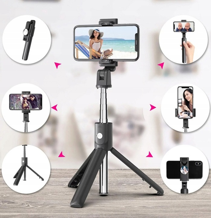 KIJEK DO SELFIE STICK TRIPOD 360 STATYW PILOT LUSTERKO BLUETOOTH BATERIA
