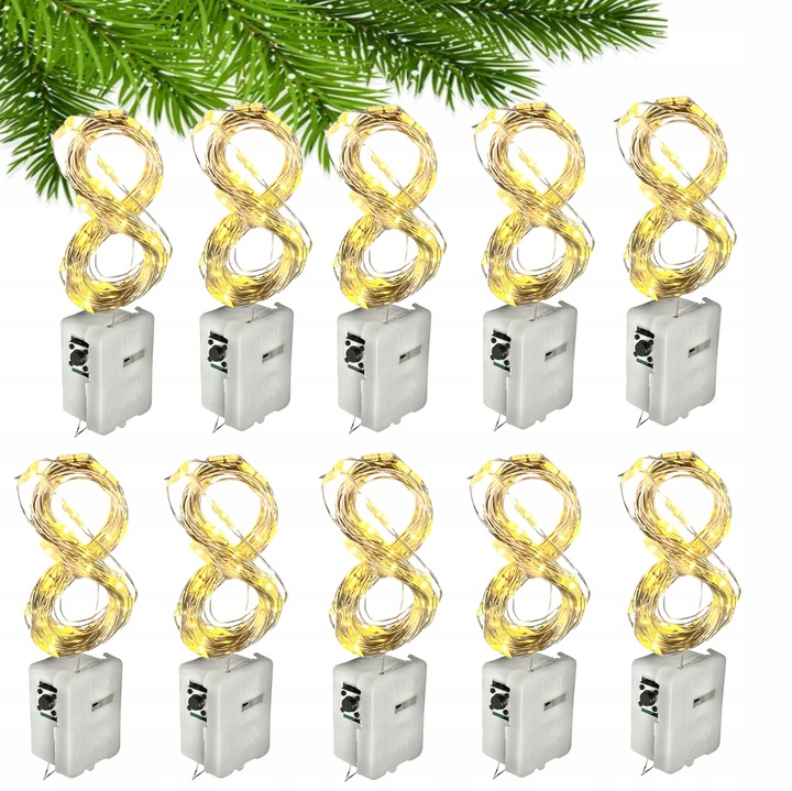 ŚWIATEŁKA LED LAMPKI CHOINKOWE MIKRO DRUCIKI Z BATERIAMI ŚWIĄTECZNY STROIK