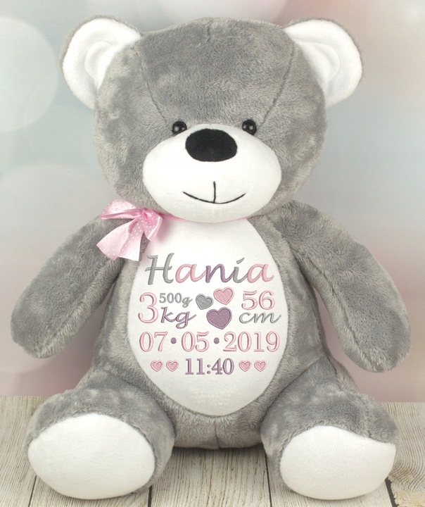 MIŚ PLUSZOWY DUŻY PREZENT CHRZEST HAFT METRYCZKA