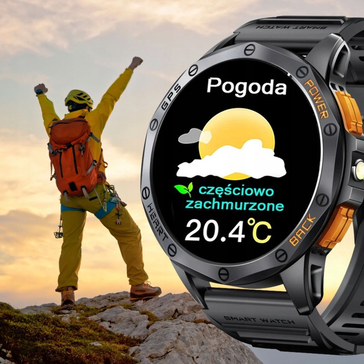 SMARTWATCH MĘSKI GPS MENU POLSKIE WODOODPORNY SPORT ROZMOWY SMART WATCH PL
