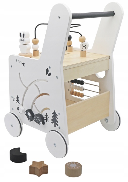 CHODZIK DREWNIANY PCHACZ KOSTKA EDUKACYJNA 6w1 SORTER LICZYDŁO STOLIK EDU