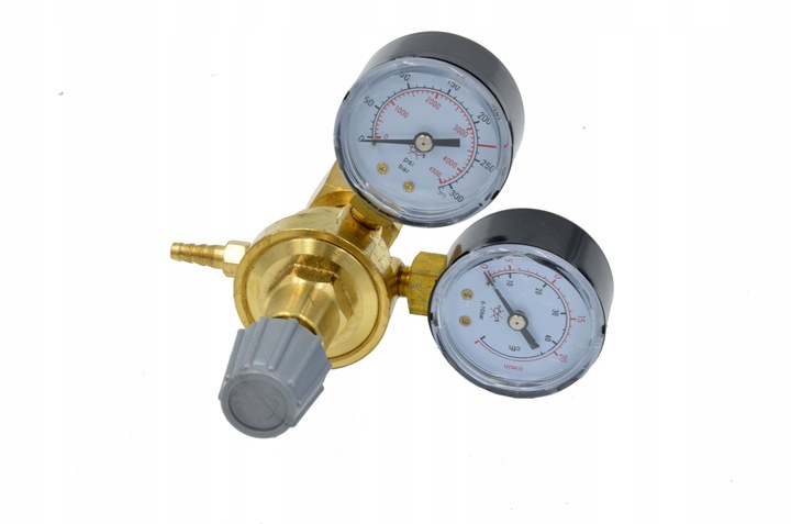 Reduktor CO2/ARGON z dwoma zegarami króciec