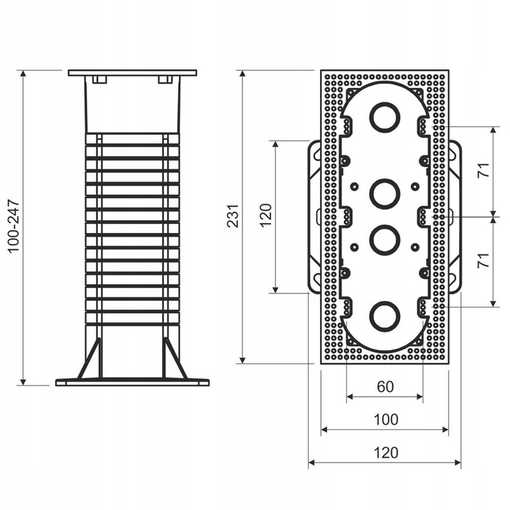 Puszka elektryczna trzykrotna do elewacji, montaż do 3 gniazd, KOPOS