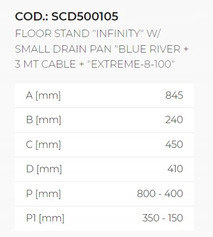 Podstawa stojak pompy ciepła z tacą i kablem Infinity Extreme 1050x400