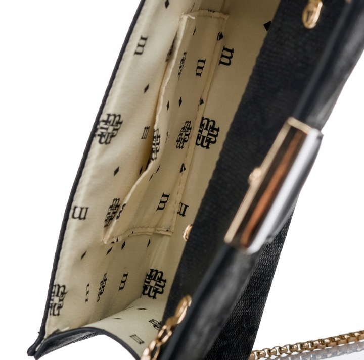 TOREBKA LISTONOSZKA MONNARI WIZYTOWA KOPERTÓWKA Czarna na łańcuszku