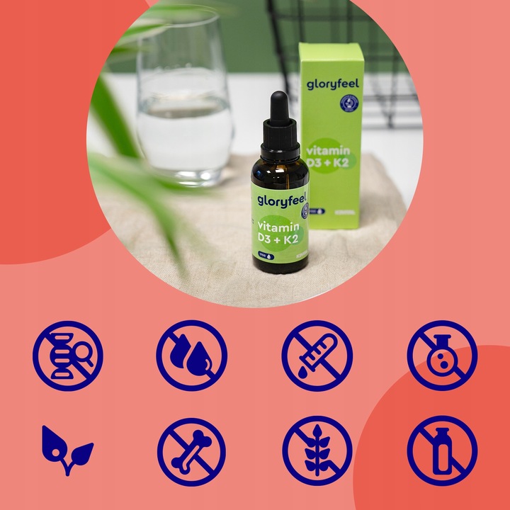 WITAMINA D3 K2 MK7 - 1700 kropel 50 ml - Menachinon Premium gloryfeel