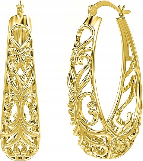 Srebrne kolczyki ażurowe damskie kolczyki pozłacane srebro próba 925