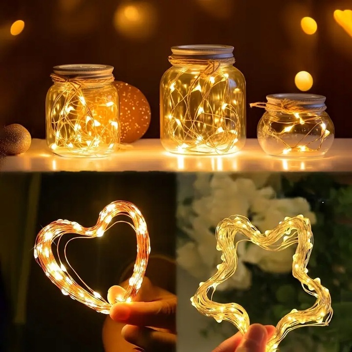 4 x LAMPKI LED DRUCIKI 5M 50LED NA BATERIE MIKRO ŚWIATEŁKA BIAŁE CIEPŁE