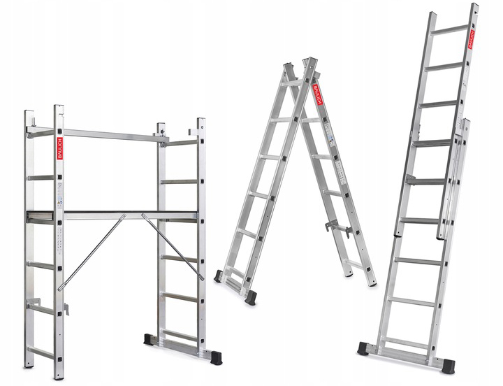 Rusztowanie aluminiowe 2x6 podest roboczy składany drabina 3w1 BAULICH