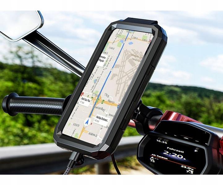 Uchwyt na telefon motocyklowy ETUI ŁADOWARKA QI