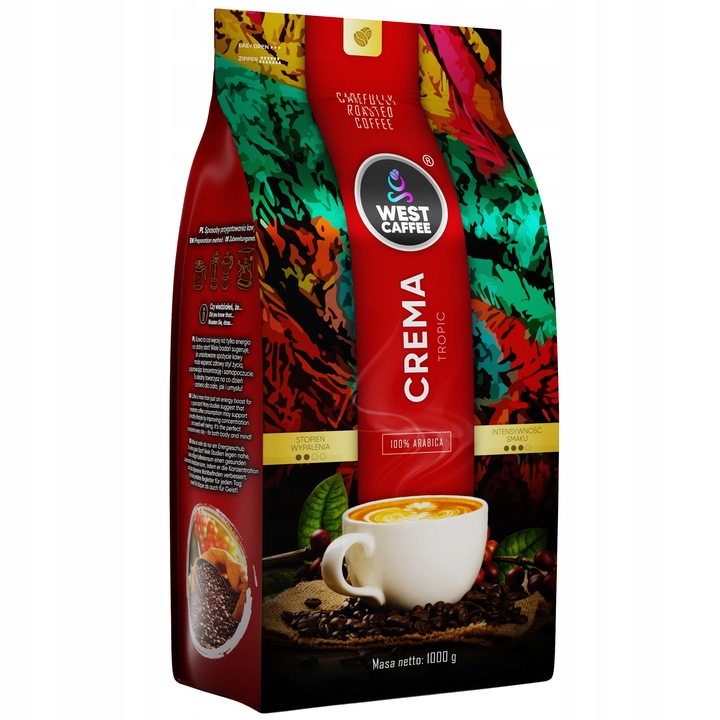 Kawa ziarnista - Crema Tropic - 100% Arabica 1kg Świeżo Palona WEST CAFFEE