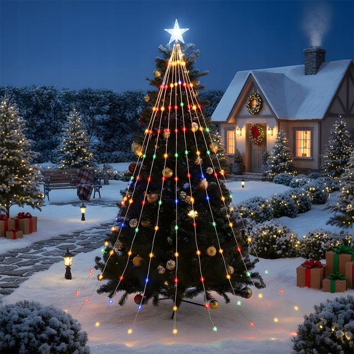 DEKORACJE BOŻONARODZENIOWE, LAMPKI BOŻONARODZENIOWE, 9 PASM, Z 198 LED