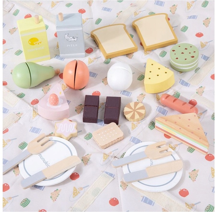 Drewniany Zestaw Piknikowy Dla Dzieci Nunukids Piknik Torba Mata Akcesoria