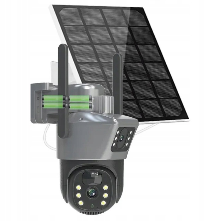 ZEWNĘTRZNA KAMERA SOLARNA 4K DWA OBIEKTYWY 4G KARTA SIM 8MP APLIKACJA