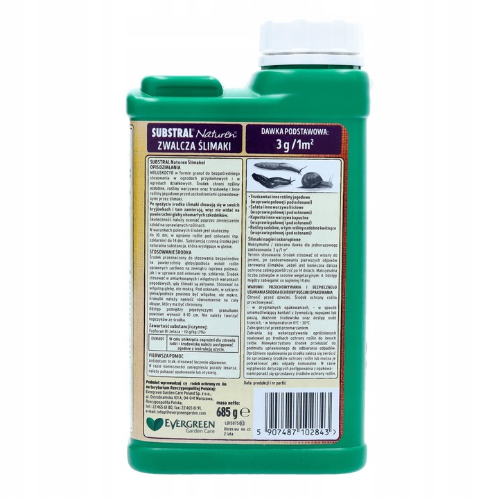 GRANULAT NA ŚLIMAKI 685g Substral Naturen Ślimakol EKO BIO + LIMA ORO 200G