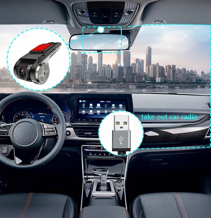 WIDEOREJESTRATOR KAMERA ANDROID FULL HD DVR ADAS + KARTA SD 64GB