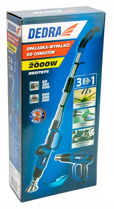 DEDRA OPALARKA PALNIK WYPALARKA DO CHWASTÓW 2000W 3W1 CHWASTOWNIK 3w1