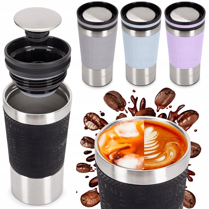 KUBEK TERMICZNY stalowy TERMOS do kawy herbaty szczelny KAMILLE 380ml