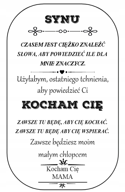 Srebrny Nieśmiertelnik Grawer Prezent dla Syna od Mamy Naszyjnik Męski BOX