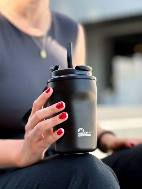 Kubek termiczny termos ze słomką ustnikiem Majestic Sport 420 ml