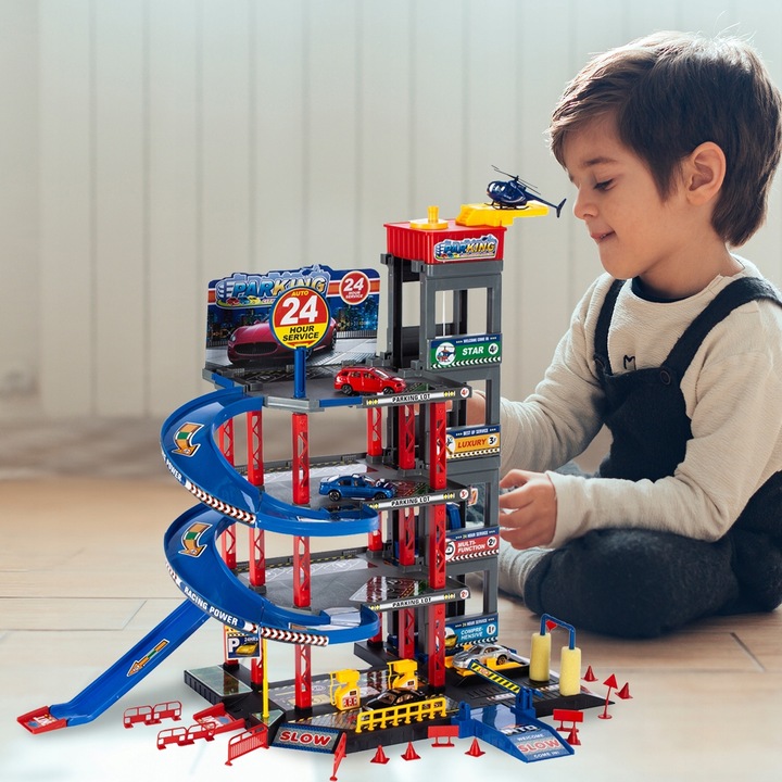 GARAŻ WIELOPOZIOMOWY PARKING SAMOCHODOWY AUTA HELIKOPTER Z WINDĄ DLA DZIECI