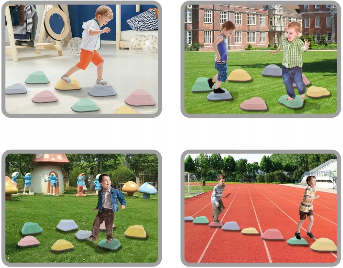 KAMIENIE RZECZNE DYSKI BALANSUJĄCE TRENING RÓWNOWAGI ŚCIEŻKA SENSORYCZNA