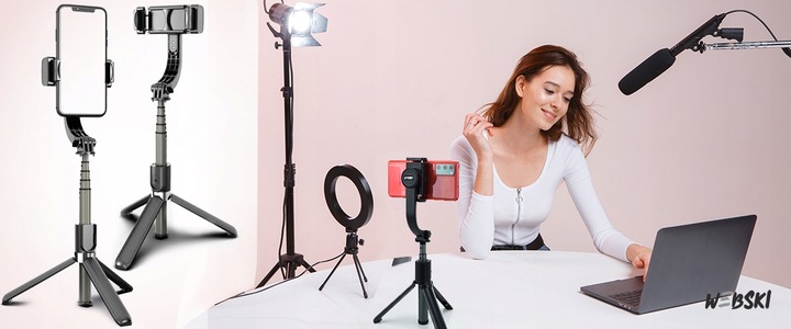 Gimbal Bezprzewodowy stabilizator obrazu do telefonu kamery z tripodem