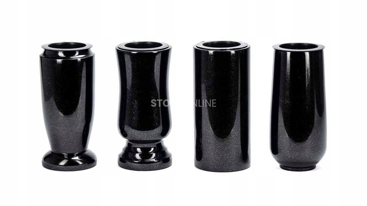 Elegancki WAZON z czarnego GRANITU WELEGANT10 na cmentarz StoneOnline
