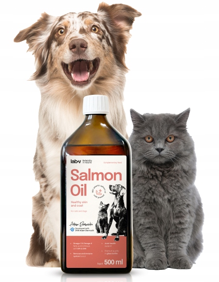 Lab-v Salmon Oil Olej z łososia 100% dla psa i kota 500 ml + pompka