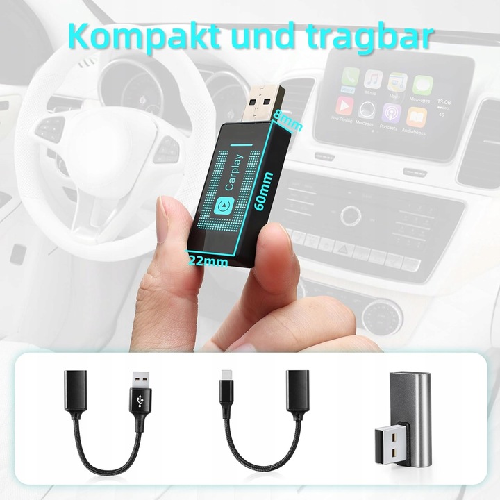 Bezprzewodowy adapter Carplay do iPhone'a iOS 9+ i nowsze Plug & Play