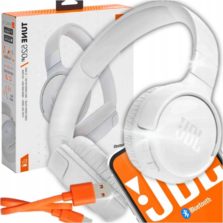 JBL TUNE 520BT BIAŁE SŁUCHAWKI BLUETOOTH PURE BASS 57H GRATIS