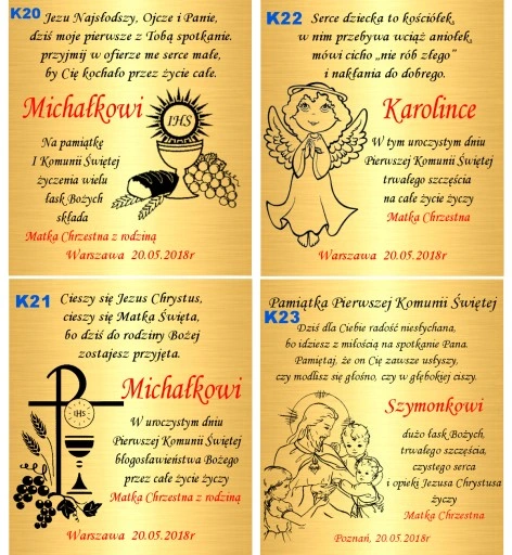 Złoty Łańcuszek z Krzyżykiem 585 CHRZEST Grawer