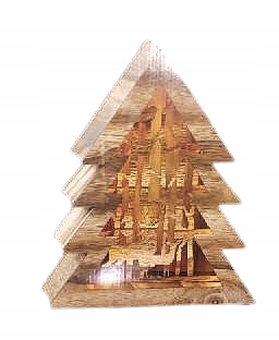 CHOINKA DREWNIANA las 10led 34cm TIMER BRĄZOWA